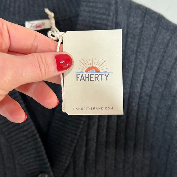 NWT Faherty Gray Jackson Ribbed Knit Duster Cardigan Sweater Size S Dress - Picture 5 of 9